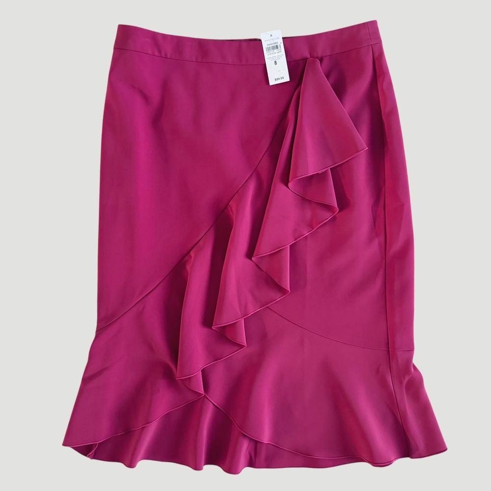 Ann Taylor Factory Magenta Pink Ruffle Front Flounce Skirt Size‎ 8 NWT coquette